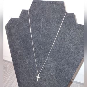 14 karat solid gold 12 diamond cross pendant with box link chain